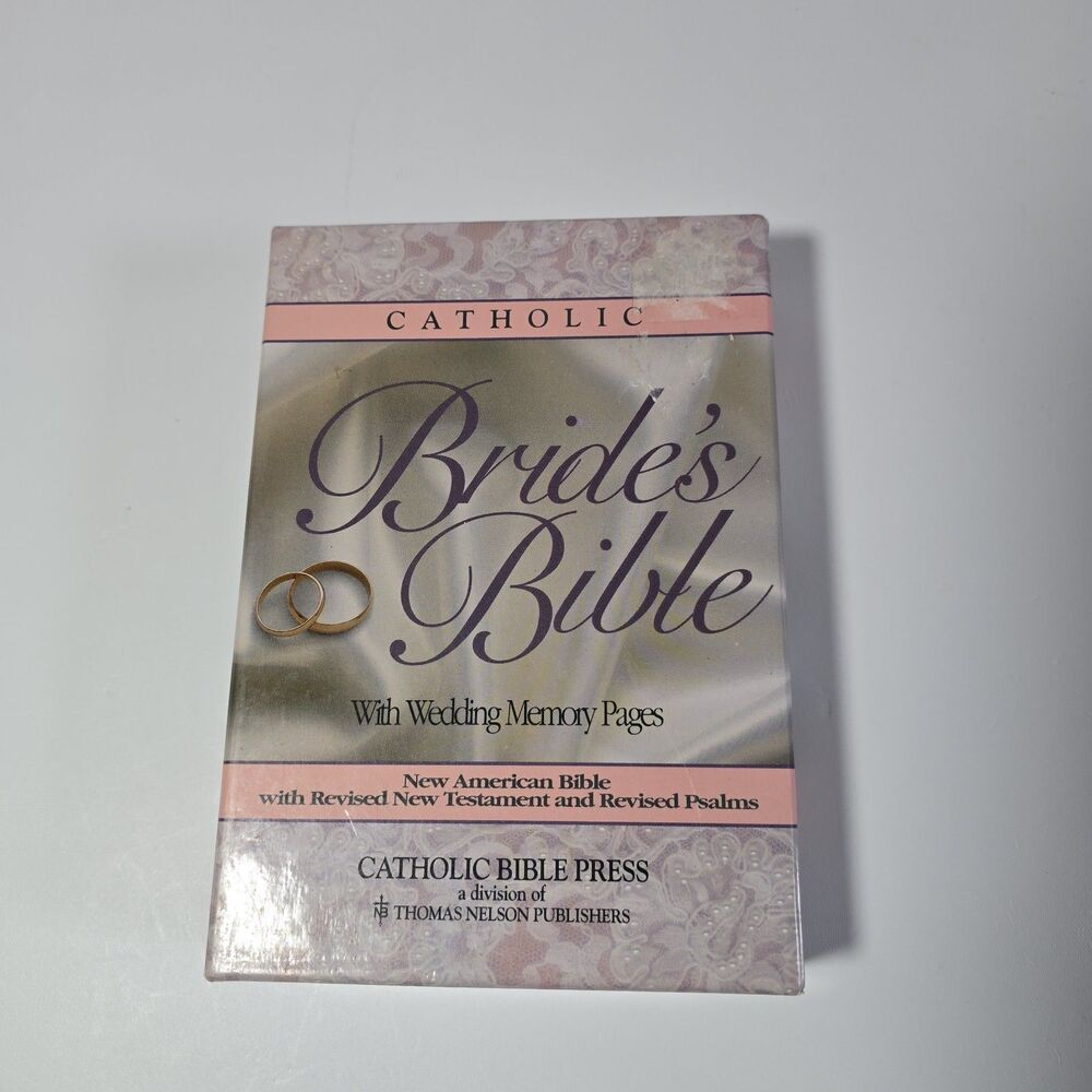 NOS White Leather Catholic Bride's Bible W/ WEDDING MEMORY PAGES  1991 Marriage